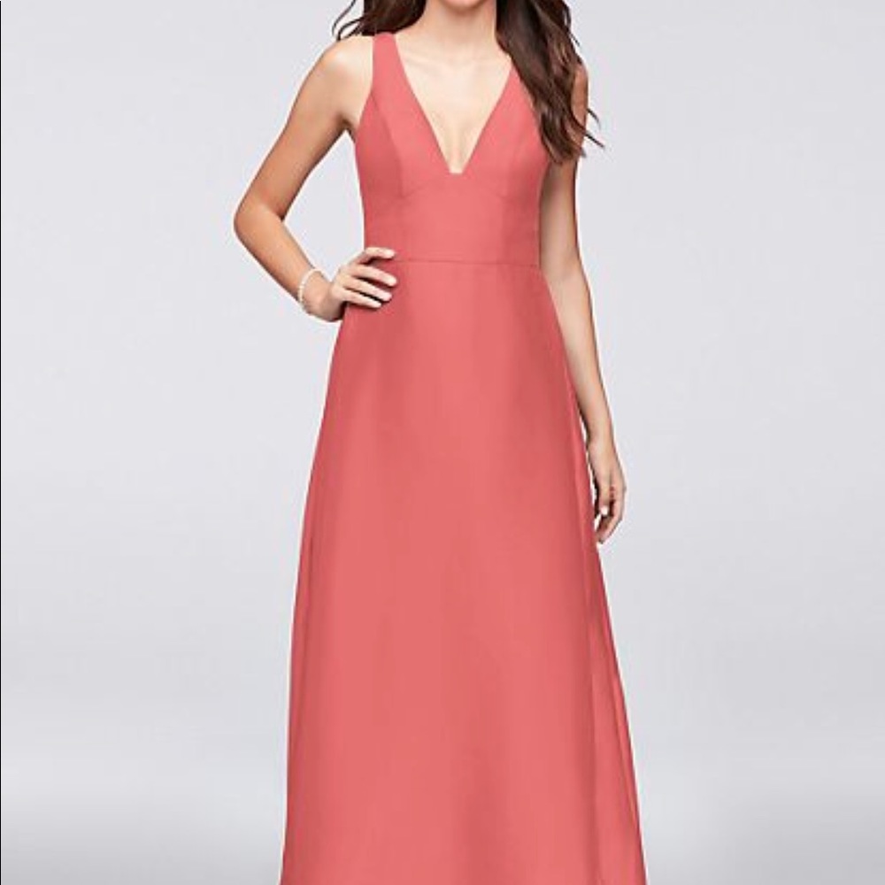 V-neck mikado bridesmaids dress